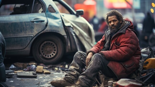 homeless person in the street ai generated
