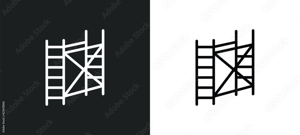 Poster scaffolding outline icon in white and black colors. scaffolding flat vector icon from construction a