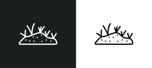 soil outline icon in white and black colors. soil flat vector icon from construction and tools collection for web, mobile apps and ui.