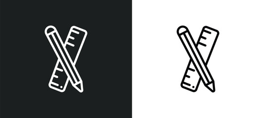 pencil and ruler outline icon in white and black colors. pencil and ruler flat vector icon from construction tools collection for web, mobile apps ui.