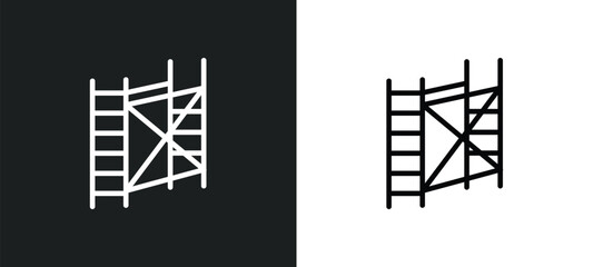 scaffolding outline icon in white and black colors. scaffolding flat vector icon from construction and tools collection for web, mobile apps and ui.