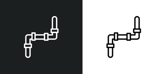 plumbing pipes outline icon in white and black colors. plumbing pipes flat vector icon from construction collection for web, mobile apps and ui.