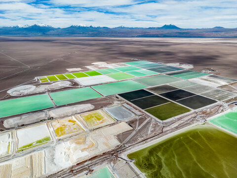 Lithium fields in the Atacama desert in Chile, South America - a surreal landscape where batteries are born