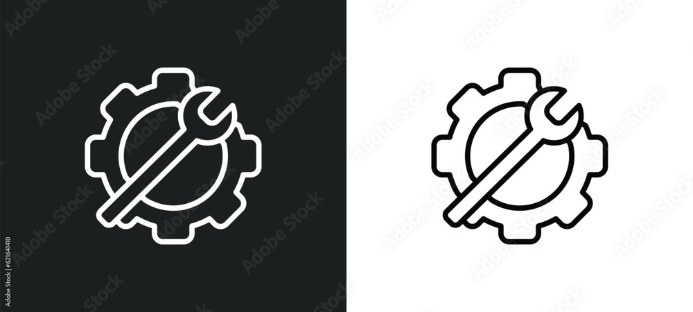 Aufkleber tools outline icon in white and black colors. tools flat vector icon from construction collection fo