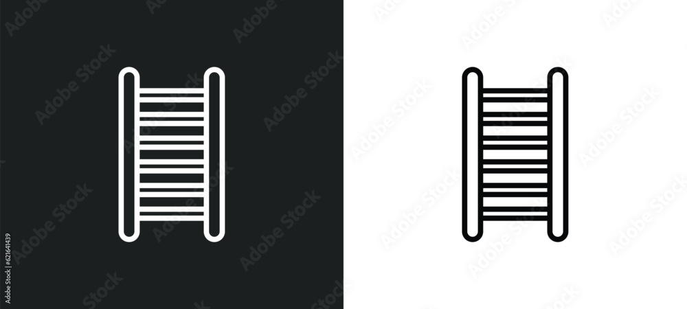 Poster ladder outline icon in white and black colors. ladder flat vector icon from construction collection 