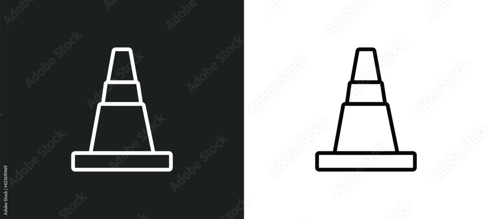 Poster cone outline icon in white and black colors. cone flat vector icon from construction collection for 