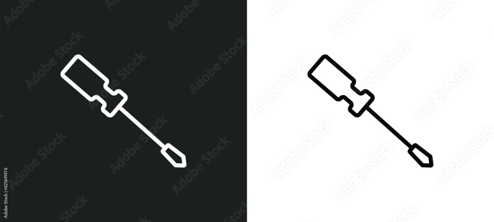 Poster chisel outline icon in white and black colors. chisel flat vector icon from construction collection 