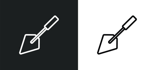 trowel outline icon in white and black colors. trowel flat vector icon from construction collection for web, mobile apps and ui. - obrazy, fototapety, plakaty