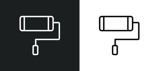 paint roller outline icon in white and black colors. paint roller flat vector icon from construction collection for web, mobile apps and ui.