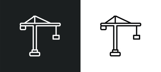 Obraz premium crane outline icon in white and black colors. crane flat vector icon from construction collection for web, mobile apps and ui.