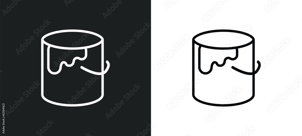 Poster paint bucket outline icon in white and black colors. paint bucket flat vector icon from construction