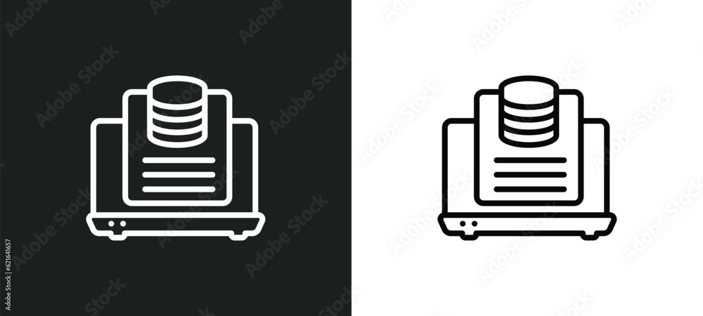 Poster data page outline icon in white and black colors. data page flat vector icon from computer collectio