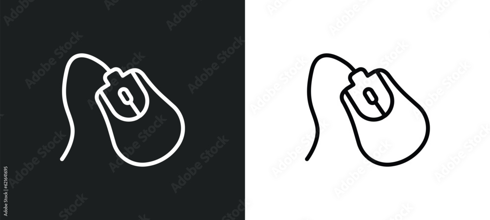 Poster computer mouse device outline icon in white and black colors. computer mouse device flat vector icon