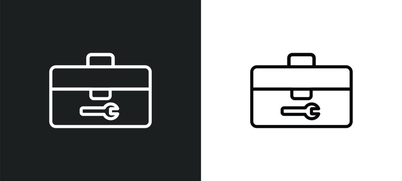 toolbox outline icon in white and black colors. toolbox flat vector icon from construction collection for web, mobile apps and ui.