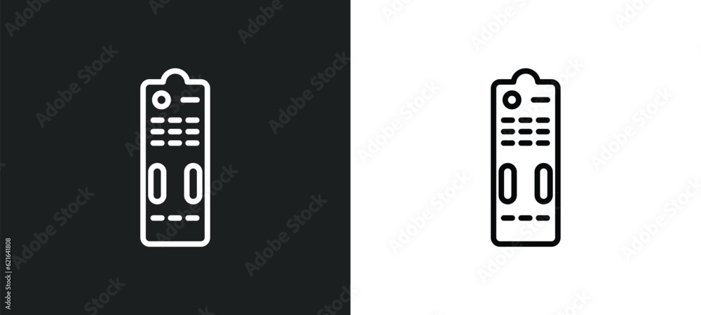 Poster tv controller outline icon in white and black colors. tv controller flat vector icon from computer c