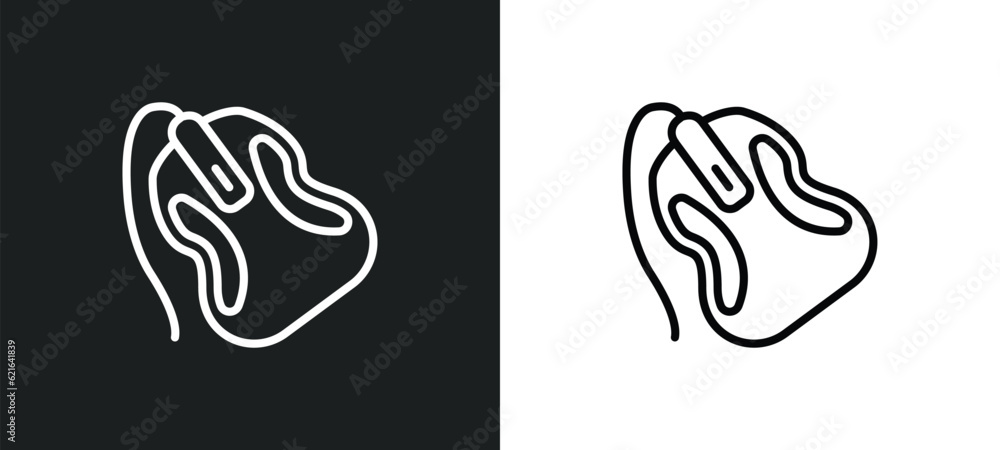 Poster mouse device outline icon in white and black colors. mouse device flat vector icon from computer col