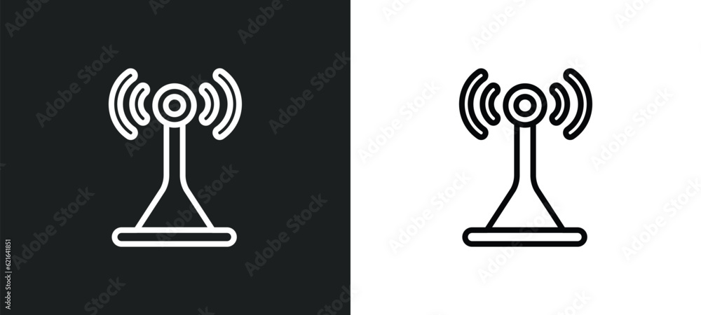 Poster wireless internet connection outline icon in white and black colors. wireless internet connection fl