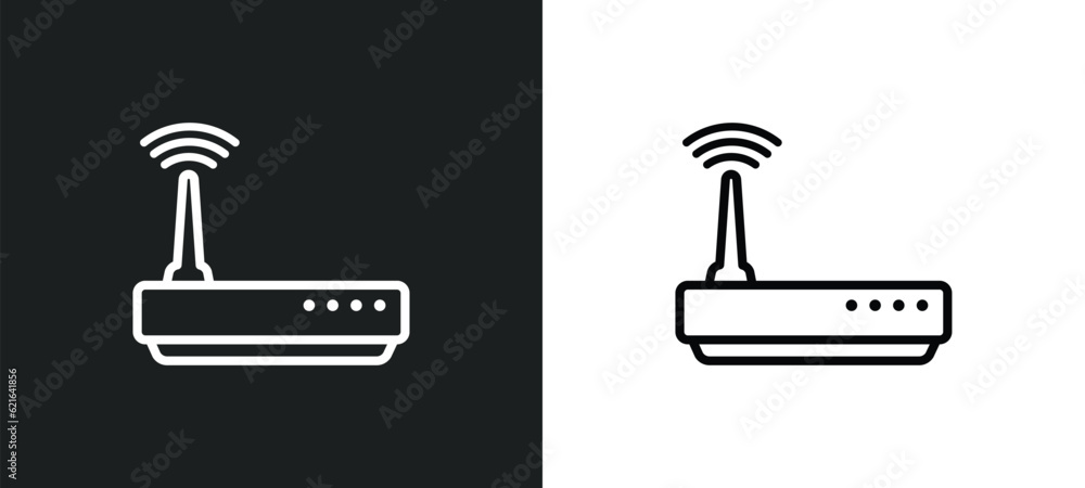 Poster wireless connectivity outline icon in white and black colors. wireless connectivity flat vector icon