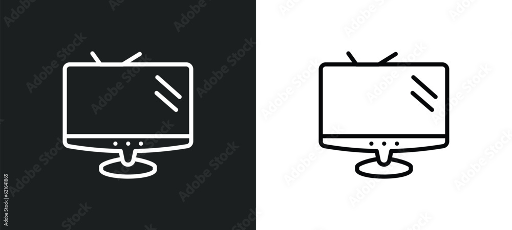Poster televisions outline icon in white and black colors. televisions flat vector icon from computer colle