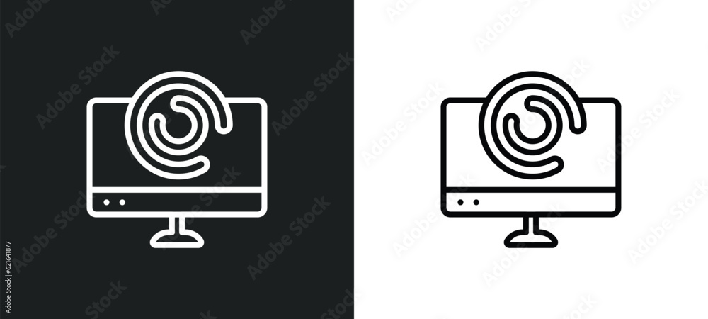 Poster circular de outline icon in white and black colors. circular de flat vector icon from computer colle