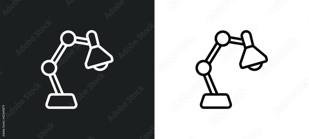 Poster study lamp outline icon in white and black colors. study lamp flat vector icon from computer collect