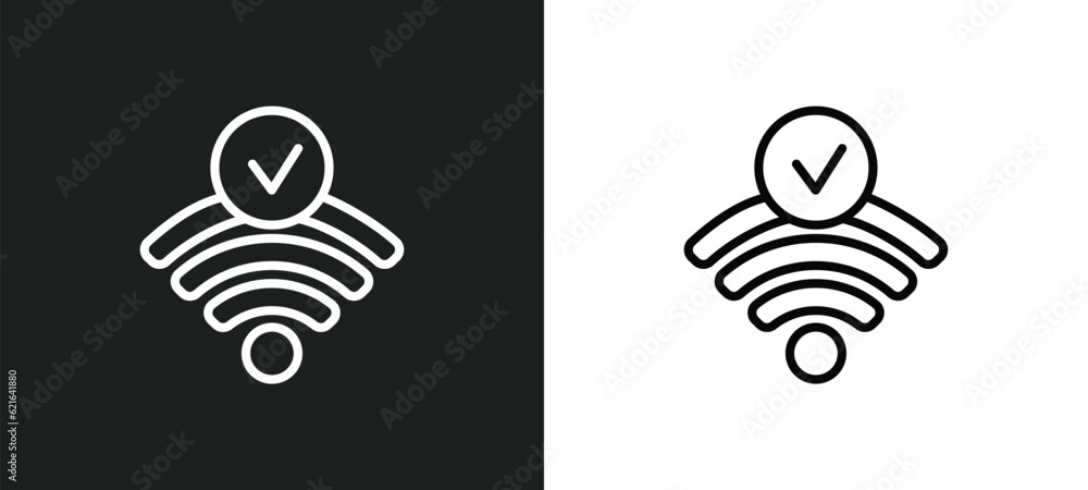Poster wi fi outline icon in white and black colors. wi fi flat vector icon from computer collection for we