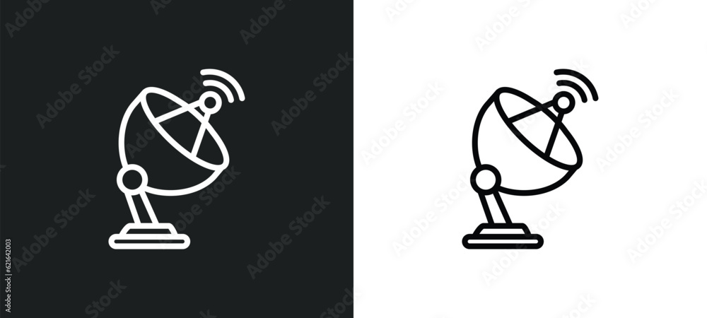 Poster broadcasting outline icon in white and black colors. broadcasting flat vector icon from communicatio