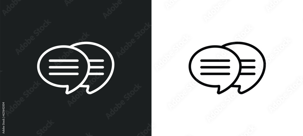 Poster chat message outline icon in white and black colors. chat message flat vector icon from communicatio