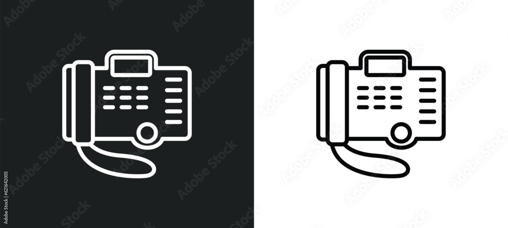 Poster digital phone outline icon in white and black colors. digital phone flat vector icon from communicat