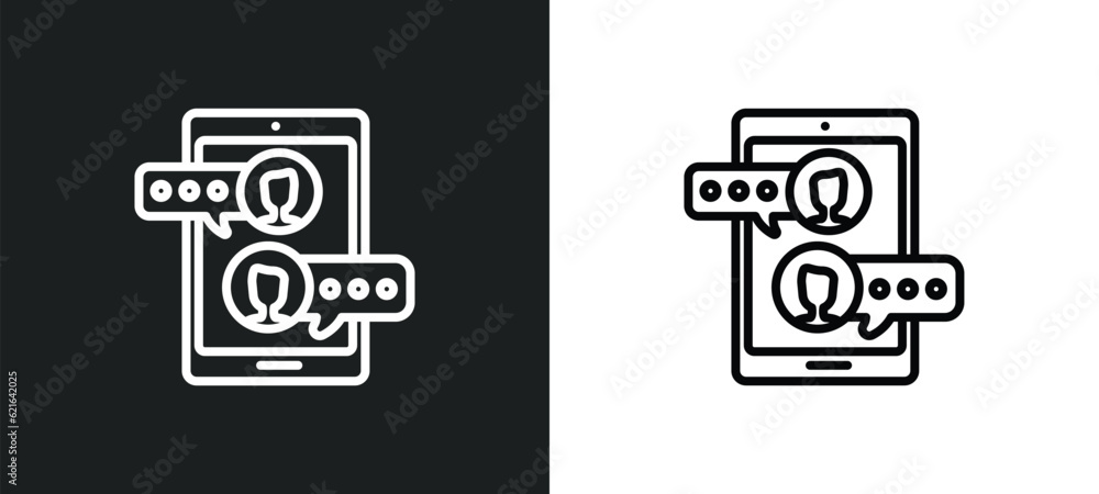 Poster chatting outline icon in white and black colors. chatting flat vector icon from communication collec