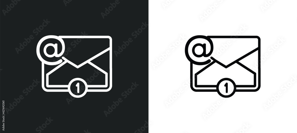 Aufkleber emails outline icon in white and black colors. emails flat vector icon from communication collection