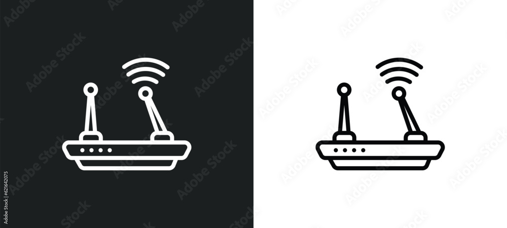 Poster modem outline icon in white and black colors. modem flat vector icon from communication collection f