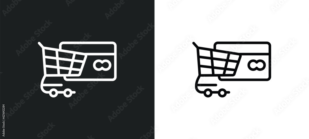 Aufkleber e commerce shopping cart tool outline icon in white and black colors. e commerce shopping cart tool 
