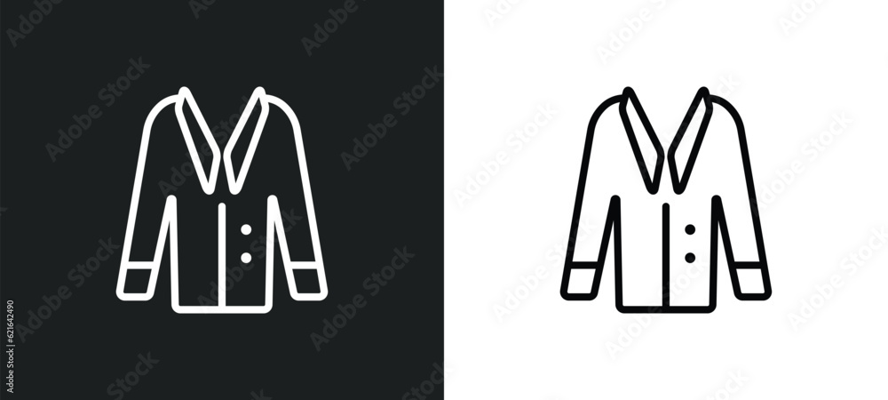 Poster pijama outline icon in white and black colors. pijama flat vector icon from clothes collection for w