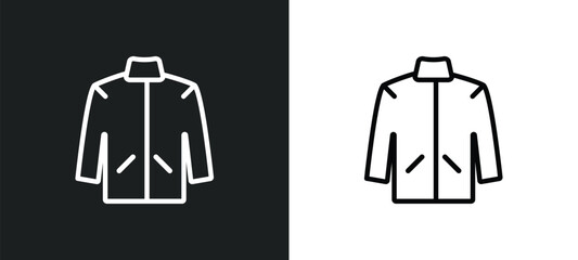 jogging jacket outline icon in white and black colors. jogging jacket flat vector icon from clothes collection for web, mobile apps and ui.