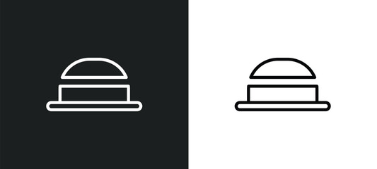Fototapeta premium bowler outline icon in white and black colors. bowler flat vector icon from clothes collection for web, mobile apps and ui.