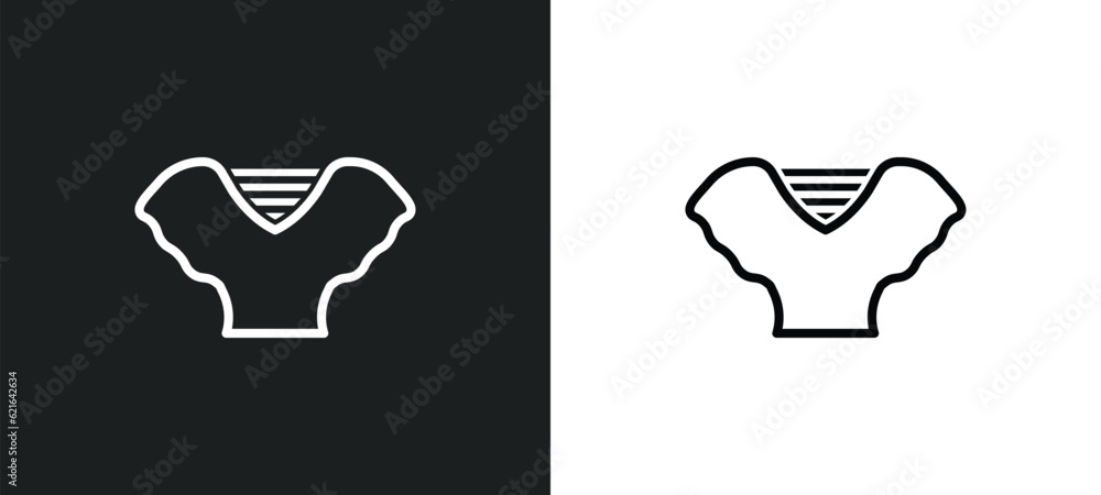 Poster draped top outline icon in white and black colors. draped top flat vector icon from clothes collecti