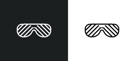 shutter sunglasses outline icon in white and black colors. shutter sunglasses flat vector icon from clothes collection for web, mobile apps and ui.