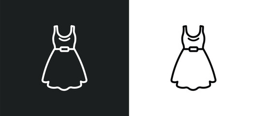 dress outline icon in white and black colors. dress flat vector icon from clothes collection for web, mobile apps and ui.