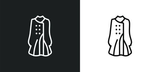trench coat outline icon in white and black colors. trench coat flat vector icon from clothes collection for web, mobile apps and ui.