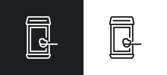 baking soda outline icon in white and black colors. baking soda flat vector icon from cleaning collection for web, mobile apps and ui.