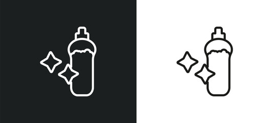dishwashing detergent outline icon in white and black colors. dishwashing detergent flat vector icon from cleaning collection for web, mobile apps and ui.
