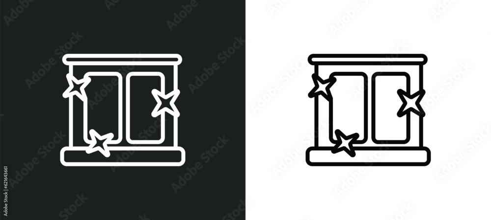 Poster clean window outline icon in white and black colors. clean window flat vector icon from cleaning col