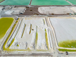 Lithium fields / evaporation ponds in the Atacama desert in Chile, South America - a surreal...