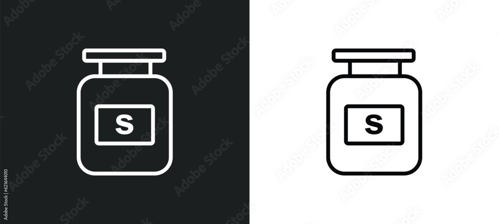 Poster solvent outline icon in white and black colors. solvent flat vector icon from cleaning collection fo
