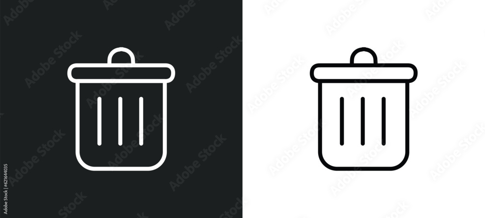 Poster trash outline icon in white and black colors. trash flat vector icon from cleaning collection for we