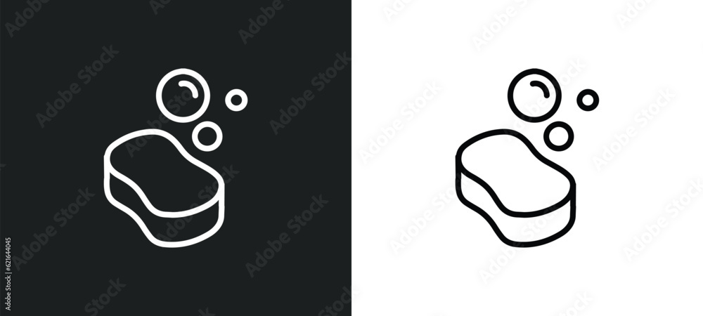 Poster sponge outline icon in white and black colors. sponge flat vector icon from cleaning collection for 