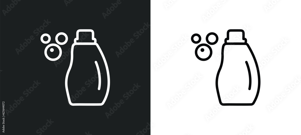 Poster detergent outline icon in white and black colors. detergent flat vector icon from cleaning collectio