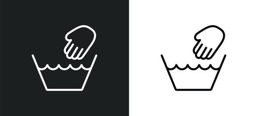 hand wash outline icon in white and black colors. hand wash flat vector icon from cleaning collection for web, mobile apps and ui.