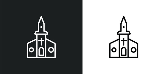 church outline icon in white and black colors. church flat vector icon from city elements collection for web, mobile apps and ui.